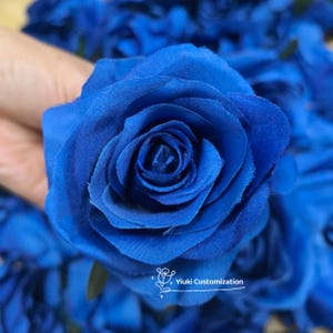 ロイヤルブルーのリアルタッチローズ、造花ヘッド | ウェディング/ホームデコレーション | 造花 DIY ブーケ/センターピースデコレーション