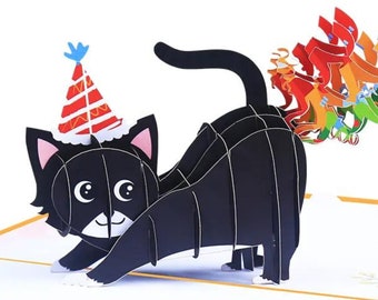 Birthday Cat Pop Up Card - handmade cards - handmade birthday cards - cat cards - cat greeting cards - cute greeting cards - unique cards