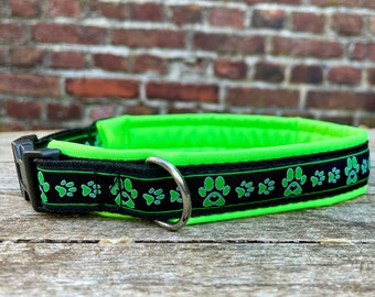 Dog collar - green with softshell padding