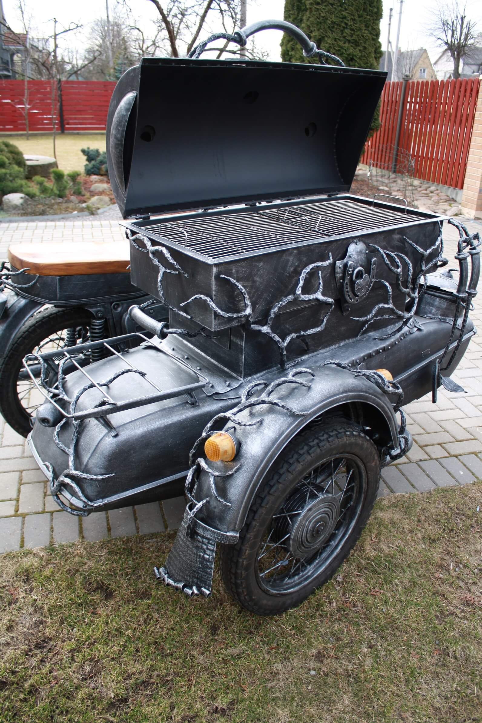 Barbecue Grill With a Motorcycle Etsy