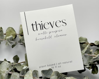 Thieves Cleaner Label || Waterproof Dishwasher Safe Premium Vinyl Label