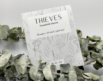 Thieves Cleaner Label || Waterproof Dishwasher Safe Premium Vinyl Label