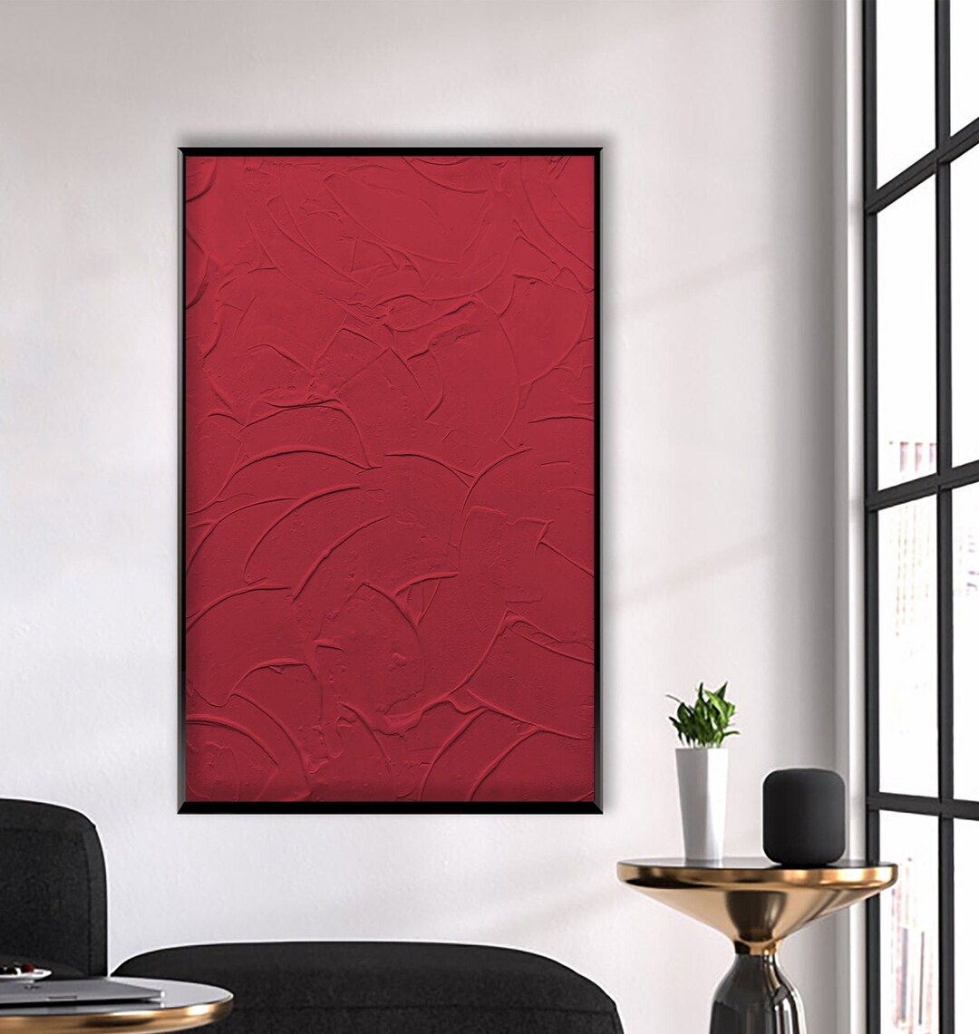 3D Textured Red Paintingminimalist Artlarge Abstract Wall Art3d