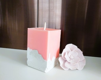 Concrete Soy Wax, Beton candle, Different candle, Pink candle