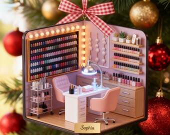 Personalized Nail Artist Ornament 2025, Custom Name Nail Salon Christmas Decor, Nail Salon Decor, Nail Artist Gift, Nail Polish, Manicurist