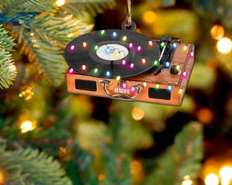 Custom Album Vinyl Record Christmas Ornament, Personalized Song Gift