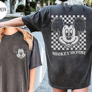 Comfort Colors Two-Sided Vintage Mickey Mouse Shirt, Mickey Checkered Shirt, Vintage Mickey Shirt, Magic Kingdom Shirt, Disney Vacation Tee