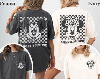 Comfort Colors Vintage Checkered Mickey Minnie Shirt, Retro Mickey Mouse Classic Shirt, Mickey Shirt, Mickey and co 1928, Disney Couple Tee
