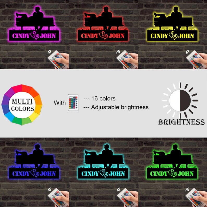 Personalized Couple LED Sign Metal LED Couple Wall Hanging image 7