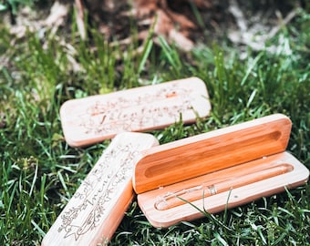 Wooden cases with bamboo pen