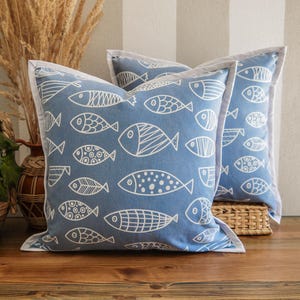 Federa per cuscino, 50,8 x 50,8 cm, motivo geometrico etnico, blu navy
