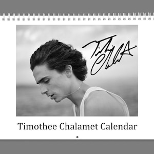 Calendario da parete Timothee Chalamet 2025 ver.2 con le sue citazioni e la sua firma