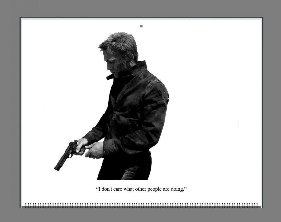 Daniel Craig 2024 Wall Calendar with his quotes and signature sold by