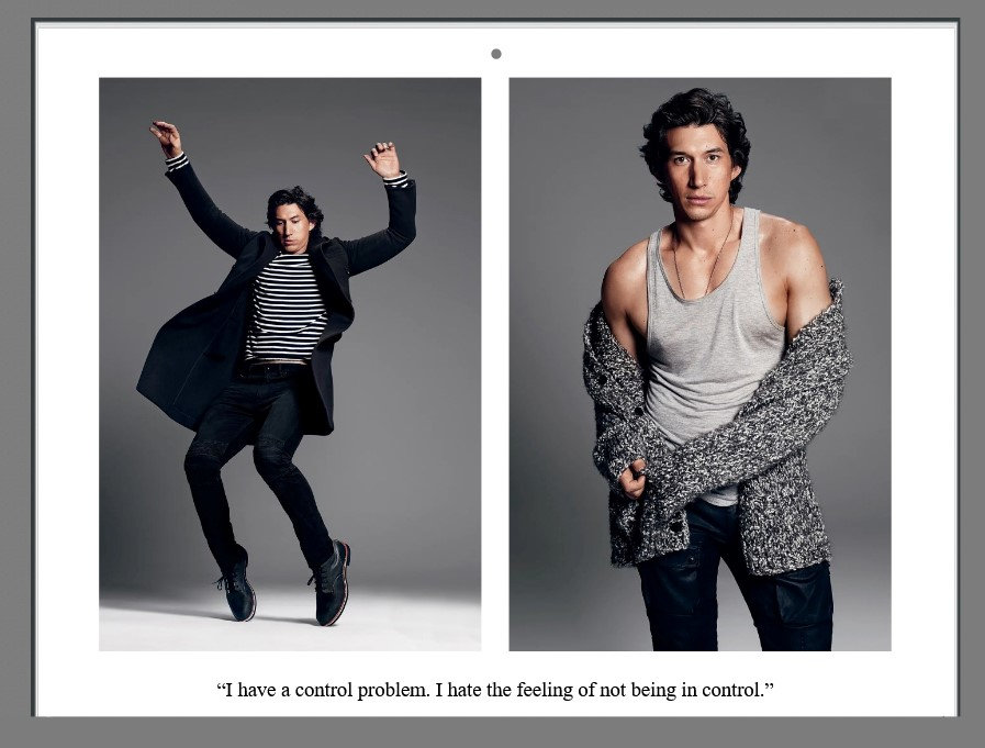 Adam Driver 2025 Wall Calendar with his quotes and signature sold by