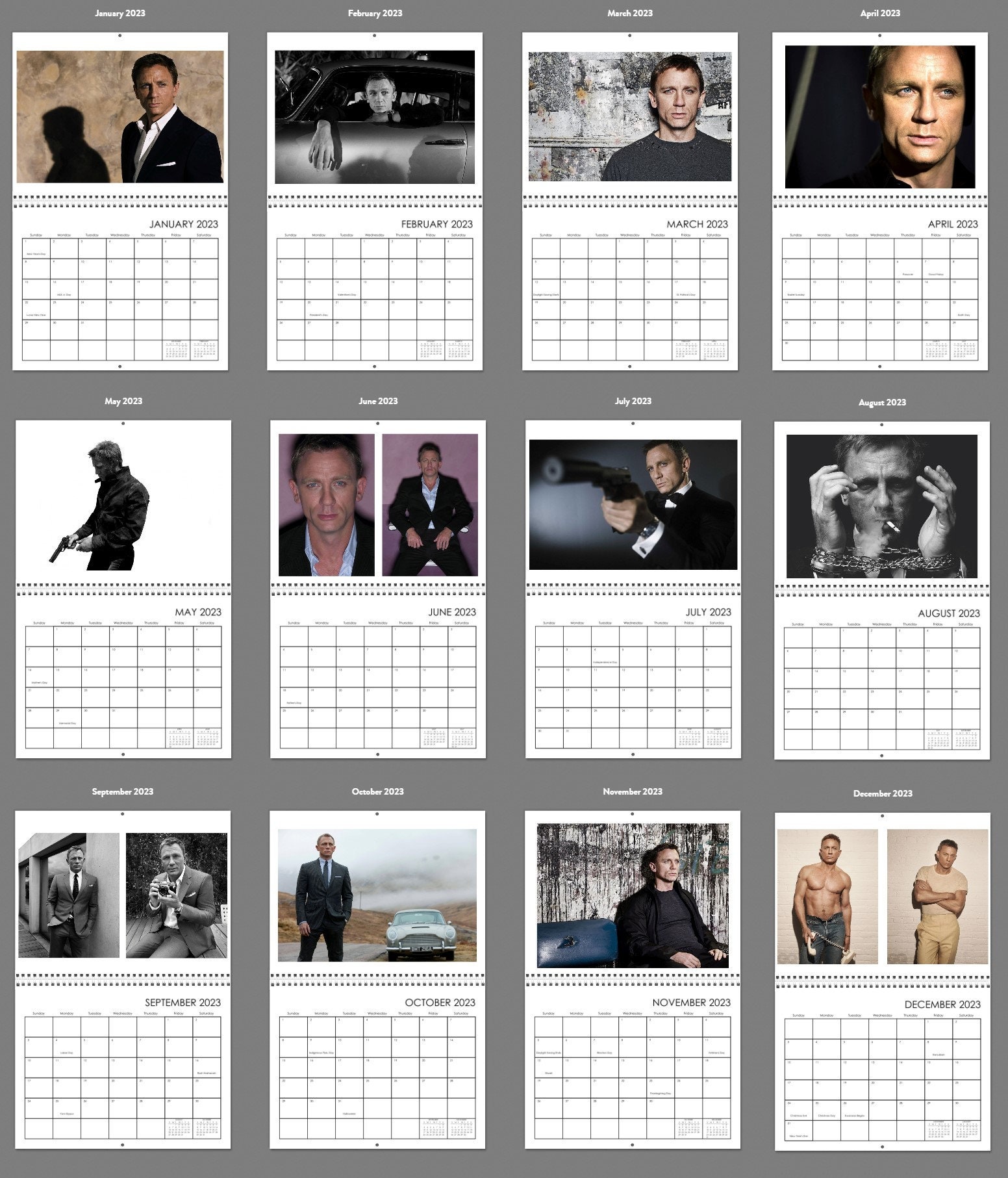 Daniel Craig 2024 Wall Calendar With His Quotes and Signature Etsy