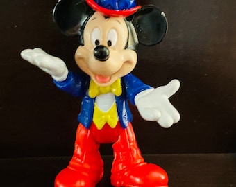 Coleção de 9 figuras vintage da Disney: Mickey Mouse, Minnie Mouse, Pato Donald, Margarida, Pluto, Pateta e Esquilos, da Grolier.