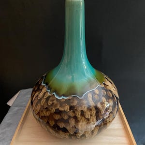 Large  DANISH Vintage  DRIP GLAZE Modern Vase! Ceramic  Green  Mid Century Modern, Bohemian Chic