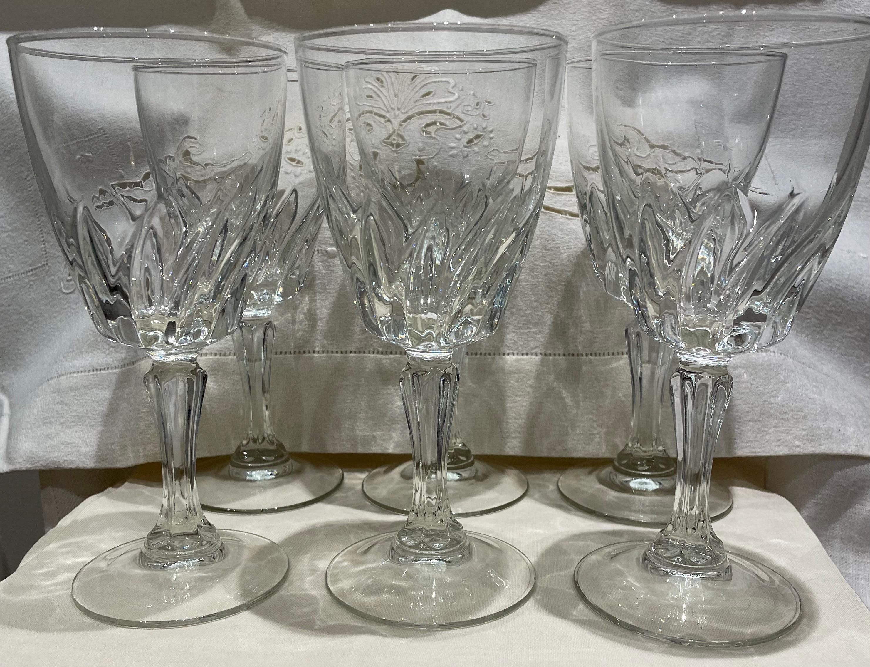 Vintage 6 Piece Set of Crystal Darc Flamenco Pattern Wine Glasses Etsy