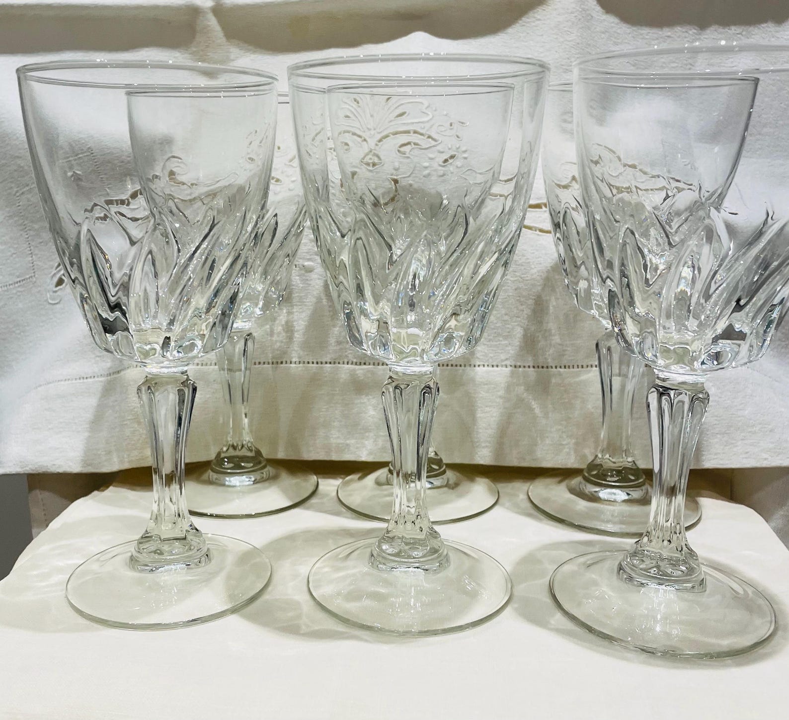 Vintage 6 Piece Set of Crystal Darc Flamenco Pattern Wine Glasses Etsy