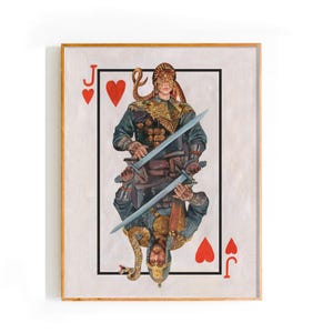 Cuadro figurativo original de Majid Saberinejad, carta Jota de Corazones