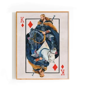 Pintura figurativa original de Majid Saberinejad, Rey de Diamantes