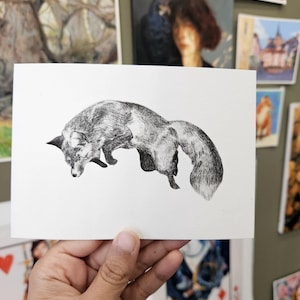 Original Tetra Pak Intaglio Print, Black and White Etching, Fox
