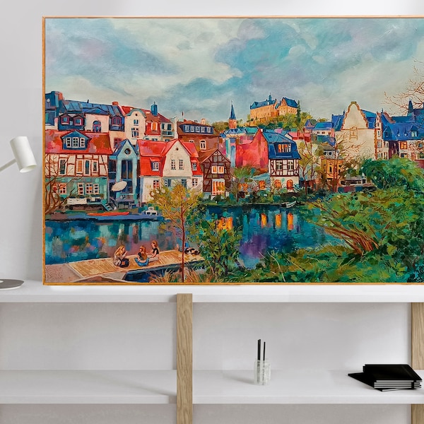 Original Landscape painting of Marburg made upon order by Majid Saberinejad, 2024