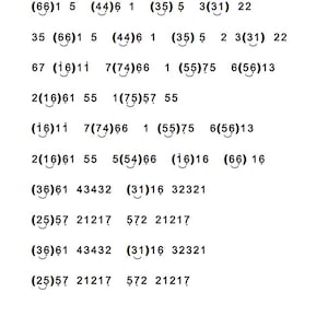 May include: White sheet of paper with the title "3. ALONE" in red at the top. The page contains rows of numbers and symbols, likely musical notation or a code. The bottom of the page has a copyright notice.