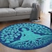Round Floor Rug Blue Buddha Round Rug Tree of Life Area Rug Buddha ...