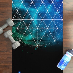 Sacred Geometry Yoga Mat, Space and Geometry Yoga Mat, Spiritual Yoga Mat, Rubber Yoga Mat, Pilates Mat, Mystical Yoga Mat,