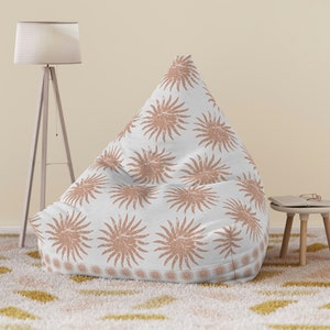 Sun Bean Bag Chair, Bean Bag Chair Cover, Brown Sun Chair, Earthy Bean Bag Chair Meditation Room Chair Yoga Room Decor, Boho Decor Retro Sun