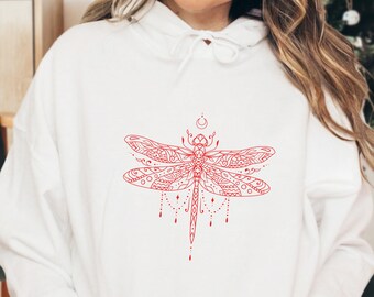 Hand Printed Upcycled Girls Large Dragonfly full zip hoodie sweatshirt jacket Kleding Meisjeskleding Babykleding voor meisjes Hoodies & Sweatshirts 