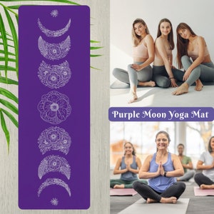 Yoga Mat Purple Moon Yoga Mats Astrology Yoga Lovers Gift Yoga Mat For Women Pilates Exercise Mat Floral Womens Yoga Purple