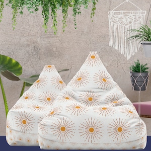 Bean Bag Chair Star Beanbag Sunburst Sun Chair Beanbag Boho  Chair Bean Bag Chair Cover Gold Sun White Meditation Room Furniture Yoga Room