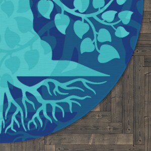 Round Floor Rug Blue Buddha Round Rug Tree of Life Area Rug Buddha ...