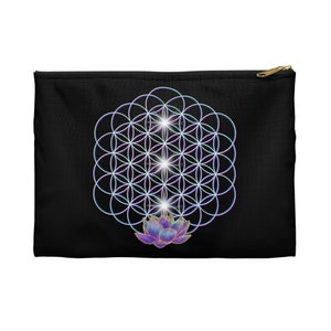 Tarot Deck Bag Pouch | Oracle Deck Bag | Flower of Life Zipper Pouch Tarot Bag | Lotus Tarot Bag | Sacred Geometry Tarot Bag
