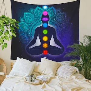 Tapestry Chakra Tapestries Mandala Wall Hanging Meditation Tapestry Chakra Art Spiritual Tapestry Chakras Wall Art Yoga Room Meditation Room