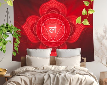 Tapestry Chakras Tapestries Red Chakra Tapestry Root Chakra Wall Hanging Spiritual Decor Chakra Tapestries Muladhara Meditation Room Decor