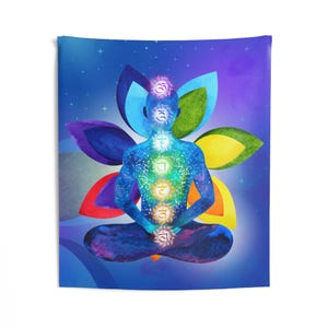 Chakra Tapestry, Chakra Flower Tapestry, Chakra Wall Hanging, Meditation Tapestry Chakra Art Spiritual Tapestry,Yoga,Meditation Room,Boho