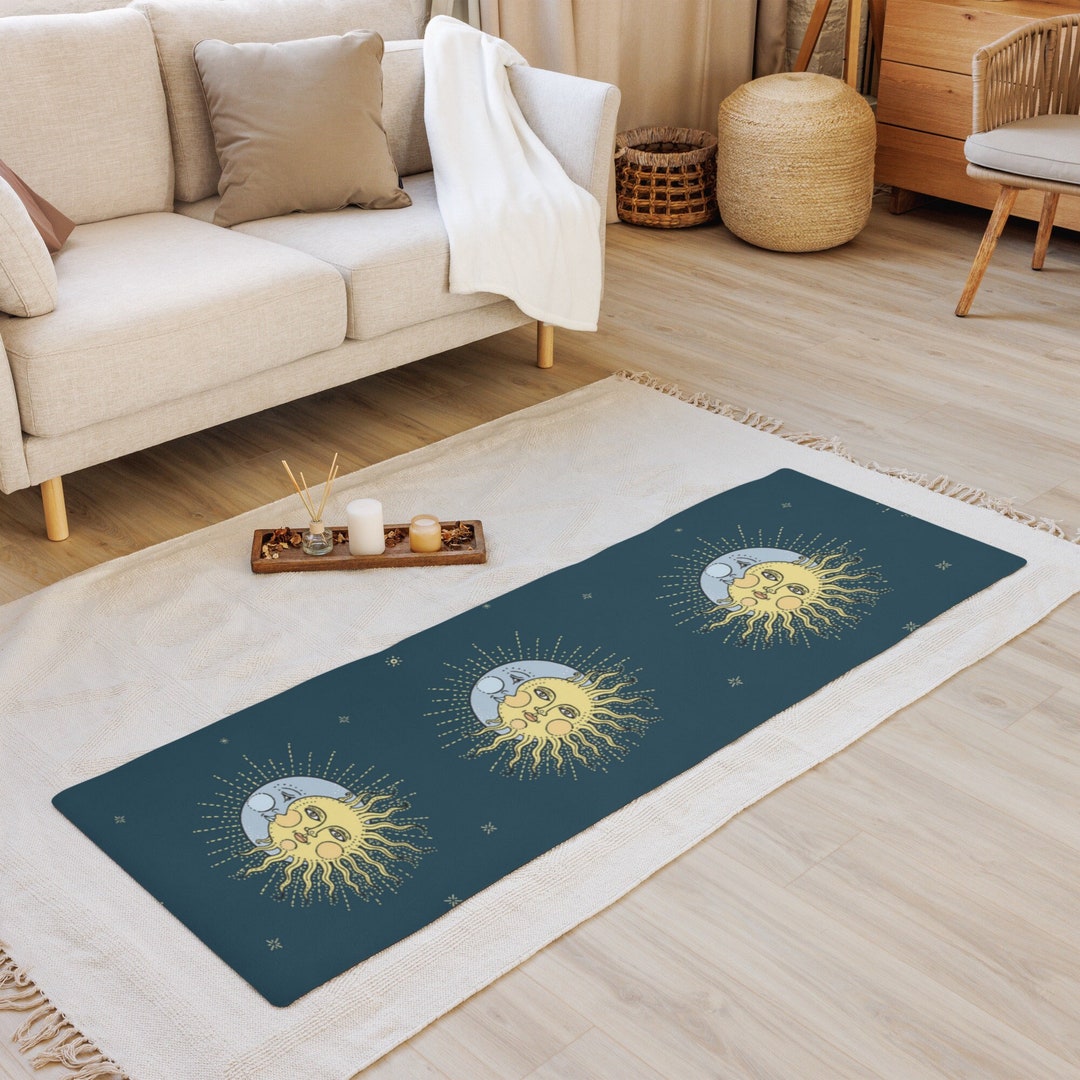 Yoga Mat Sun and Moon Yoga Mat Celestial Astrology Yoga Mat With Strap Etsy