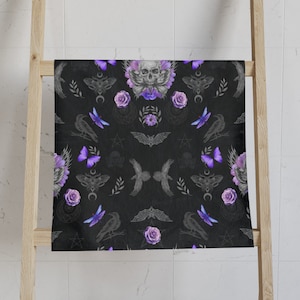 Witch Hand Towel Gothic Towel Dark Academia Decor Black Butterfly Bathroom Skull Witchy Goth Decor Goth Decoration Skull Decor Bat Kitchen