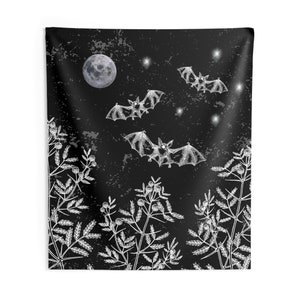 Gothic Bats Tapestry, Gothic Tapestry, Black and White Bat Tapestry, Witchy Tapestry, Dark Academia Tapestry, Gothic Tapestry, Vampire Bat