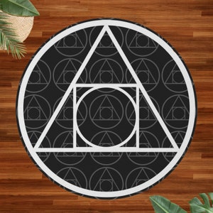 Round Rug Alchemy Carpet Black Hermetic Rosicrucian Esoteric Rug Occult Sacred Geometry Golden Dawn Magic Circle Wiccan Decor Witchy Home