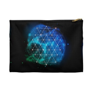 Tarot Deck Bag Pouch | Oracle Deck Bag | Sacred Geometry Zipper Pouch Tarot Bag | Black Blue Turquoise Tarot Bag | Galaxy Tarot Bag