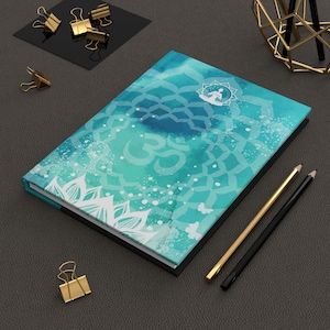 Journal Spiritual Notebook Lotus Journal Meditation Book Yoga Journal Hardcover Journal Turquoise Journal Yoga Lover Notebook Meditation Om