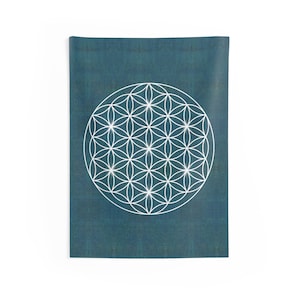 Flower of Life Tapestry Sacred Geometry Wall Art Spiritual Tapestry Spiritual Tapestries Green Tapestry Boho Tapestries Magic