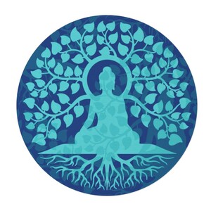 Round Floor Rug Blue Buddha Round Rug Tree of Life Area Rug Buddha ...