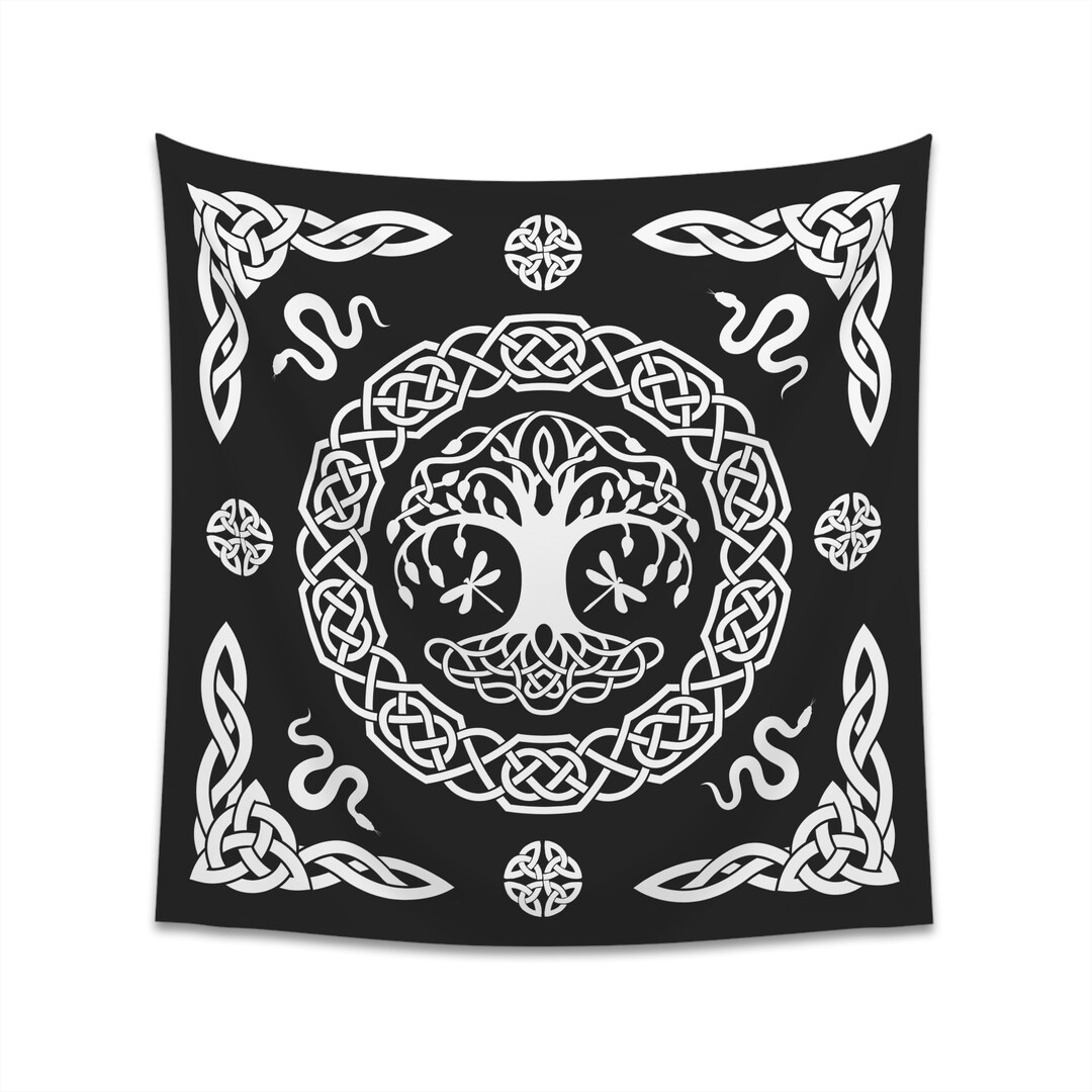 Tapestry Black and White Tapestry Celtic Tapestry Witchy Etsy