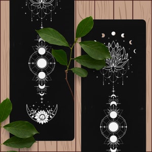 Yoga Mat Black Moon Phases Colorful Yoga Mat Spiritual Yoga Mat Rubber Yoga Mat Pilates Mat, Mystical Yoga Mat Boho Yoga Mat