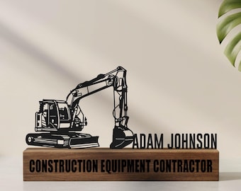 Custom Excavator Driver Desk Name Plate Wedge Personalized Heavy Equipment Nameplate Office Sign Company Shelf Tabletop Construction Decor